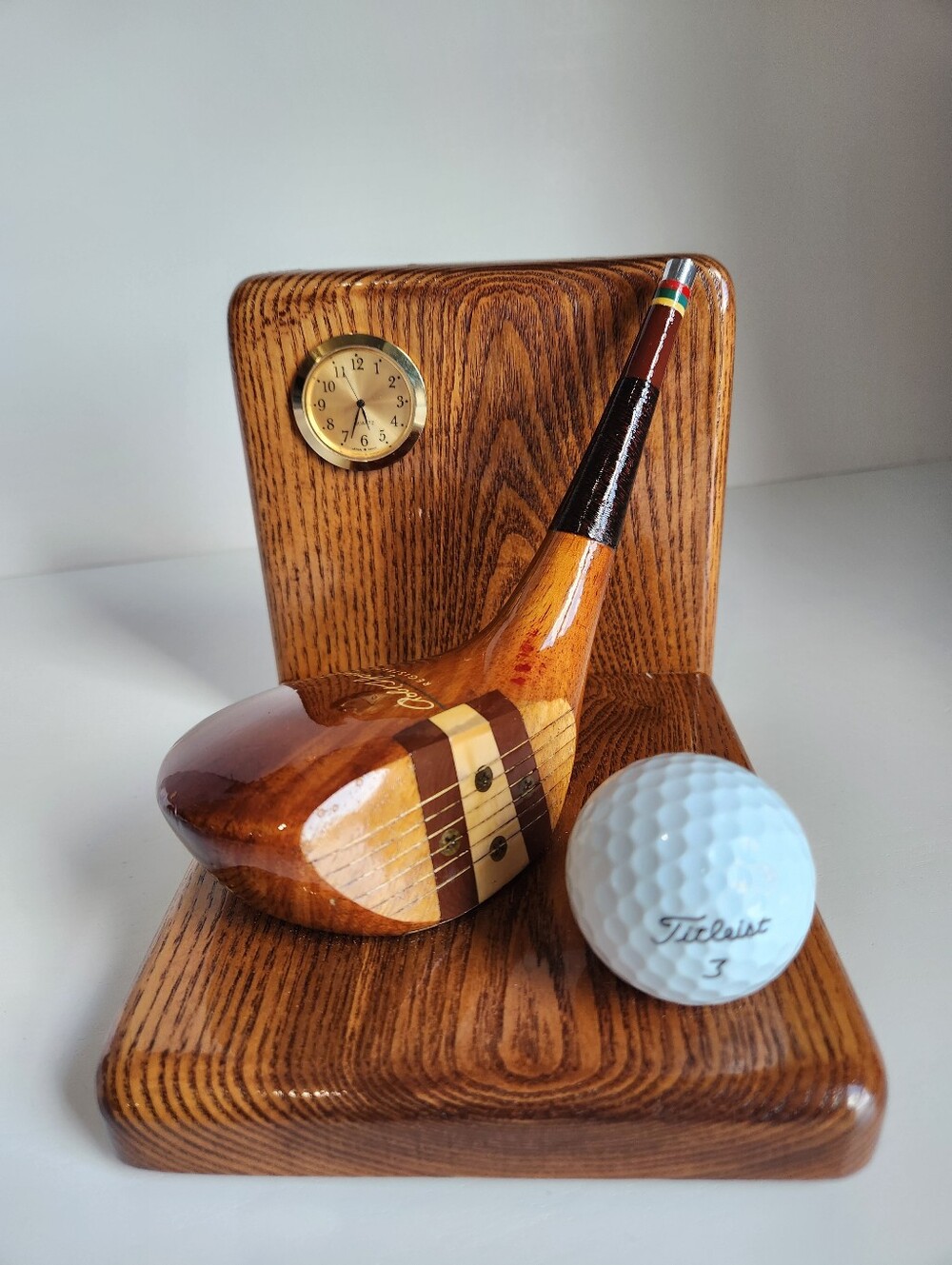 Robert T Bobby Jones Jr Golf Club Clock Desk Business Card Holder Titleist Ball